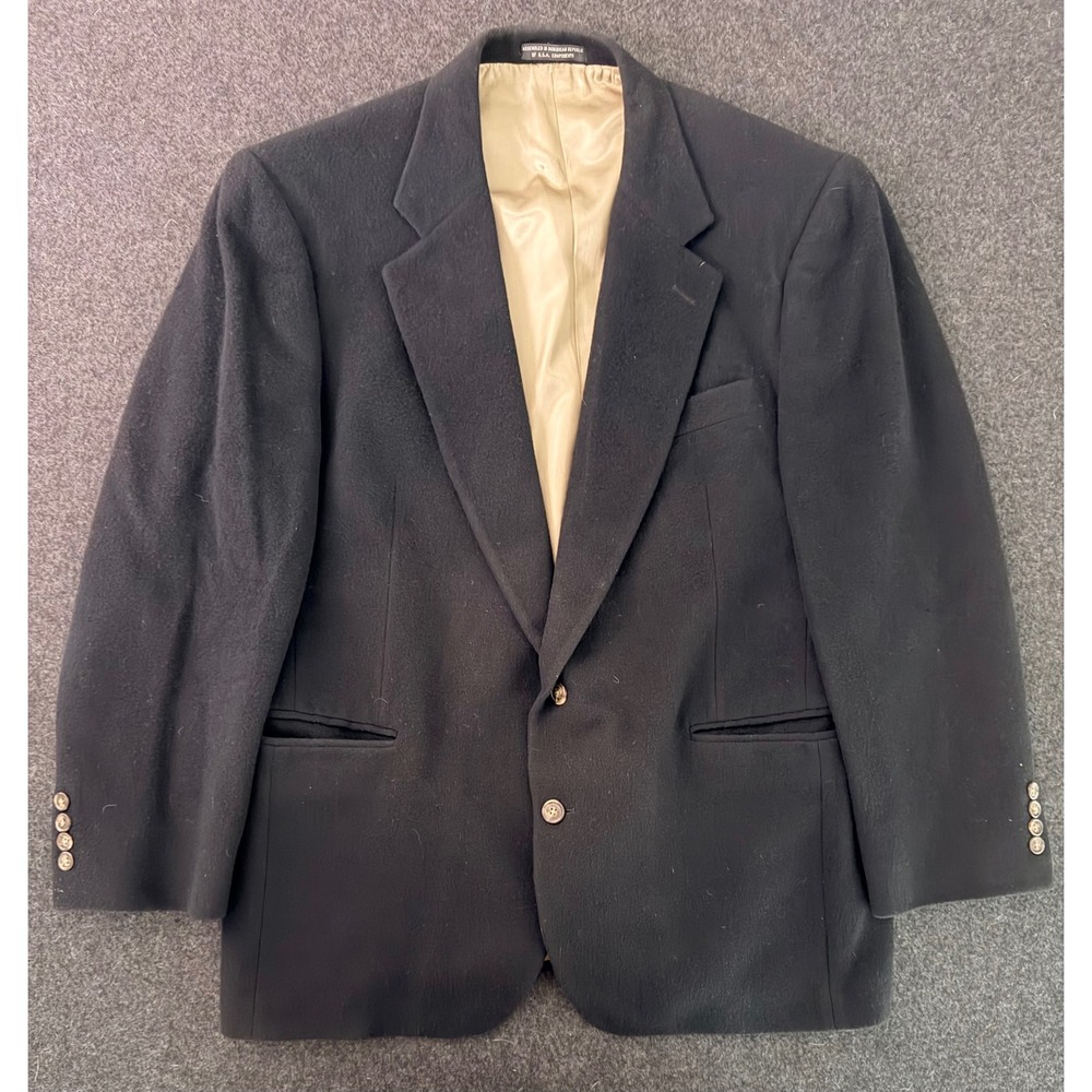 Jos A Bank Vintage 100% Camel Hair Blazer Black 2 Button Sport Coat 44R